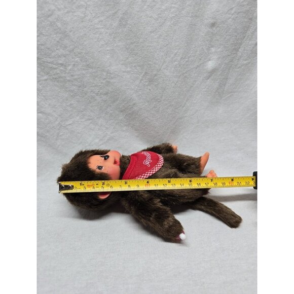 SEKIGUCHI 7.5" MONCHHICHI BOY WEARING RED BIB HOLDING PACIFIER DOLL - Picture 6 of 10